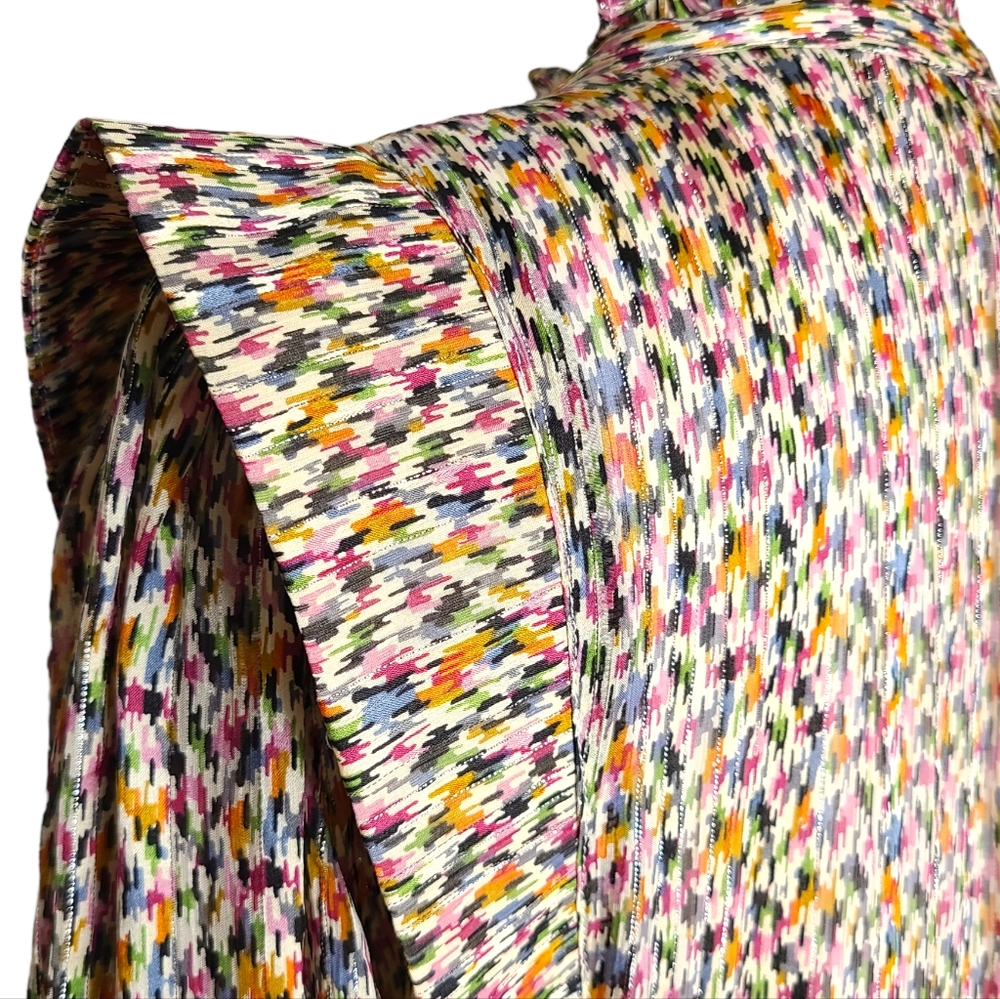ba&sh Lady Dress Silk Metallic Multicolor Ruffles Mini Cream M - Picture 6 of 12